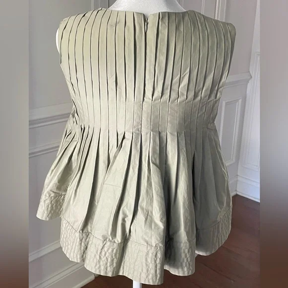 Mare Mare x Anthropologie Pleated Structured Swing Tank Top Moss Size Medium - Picture 5 of 6